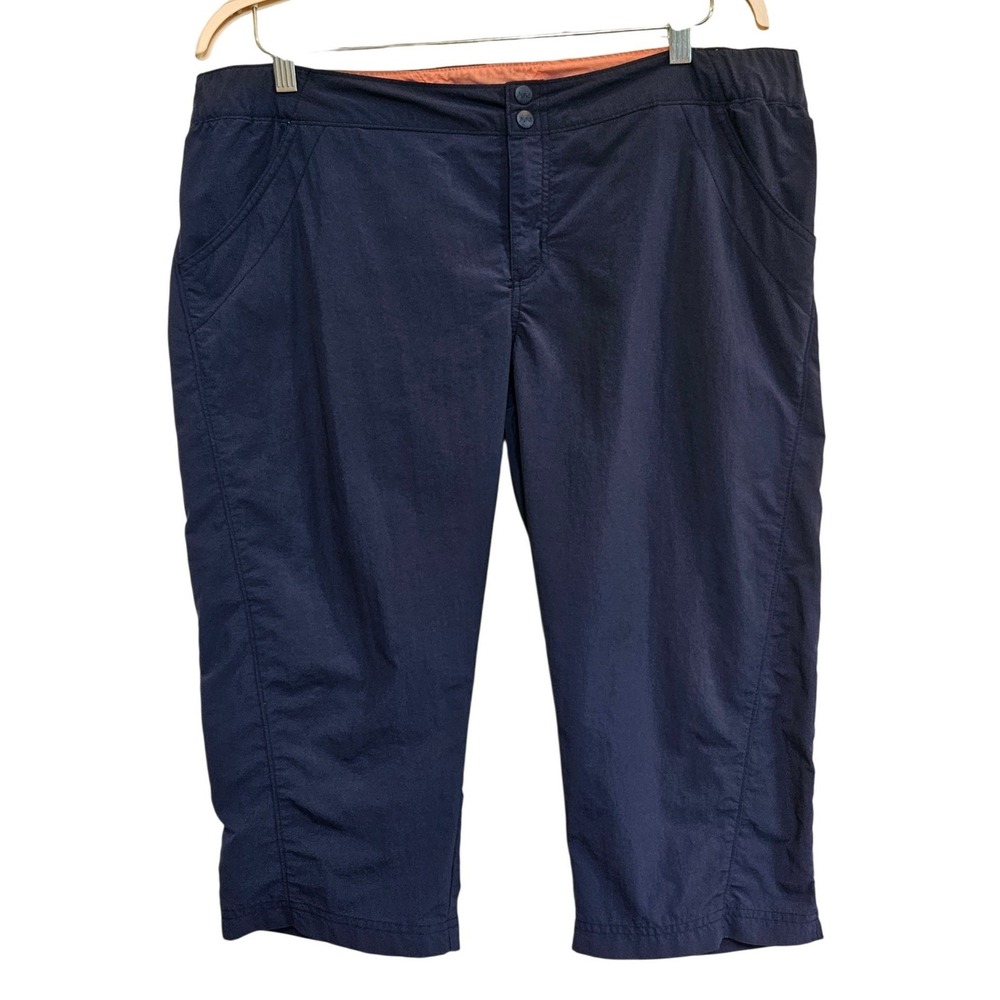Columbia PFG Womens Navy Blue Nylon Capri Cropped Hiking Fishing Pants Size XL